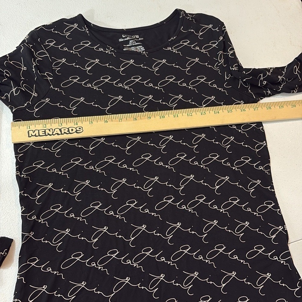 Chicos The Ultimate Tee Long Sleeve TShirt Womens Size 0 (Small 4) Black - Picture 4 of 8